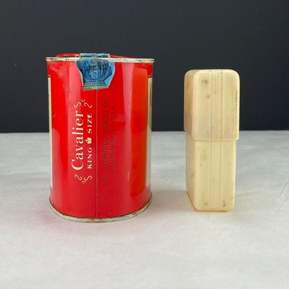 Vintage Cavalier Cigarettes Oval Tin and Cigarette Pack Holder Lot of 2 - Picture 4 of 10